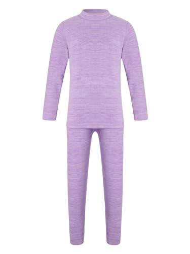 MSemis Thermounterwäsche Kinder Set Skiunterwäsche Kinder Streifen Thermo Unterwäsche Extra Warme Funktionsunterwäsche Kinder Thermounterwäsche für Unisex Sportunterwäsche Violett E 134-140 von MSemis