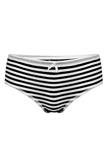 MSemis Unterhosen Damen Baumwolle Sexy Hipster Panties Mittel Taille Gestreift Schlüpfer Bikini Slip Höschen Unterwäsche mit Bowknot Schwarz OneSize von MSemis