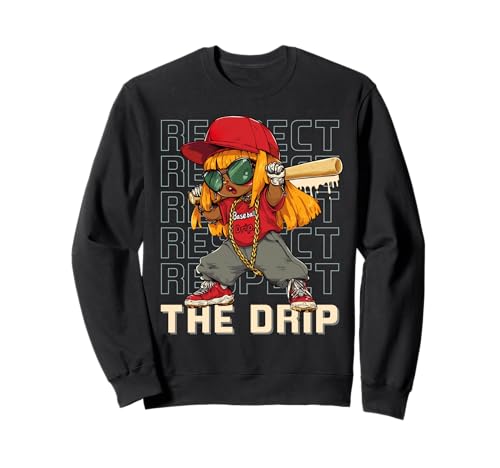 Baseball Drip Respect Street Style Cartoon für Mädchen Sweatshirt Baseball Drip Respect Street Style Cartoon für Mädchen Sweatshirt von MTJ-Mushrooms Girl's Baseball Drip