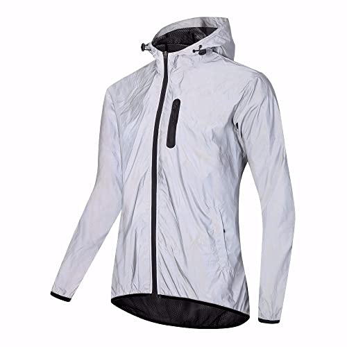 MTSS Reflektierende Fahrradjacke Damen Herren Wasserdicht Atmungsaktiv Sommer Laufjacke Damen Regenjacke Radjacke Windjacke Softshelljacke MTB Radsport Jacke Für Radfahren Laufen Silver-L von MTSS