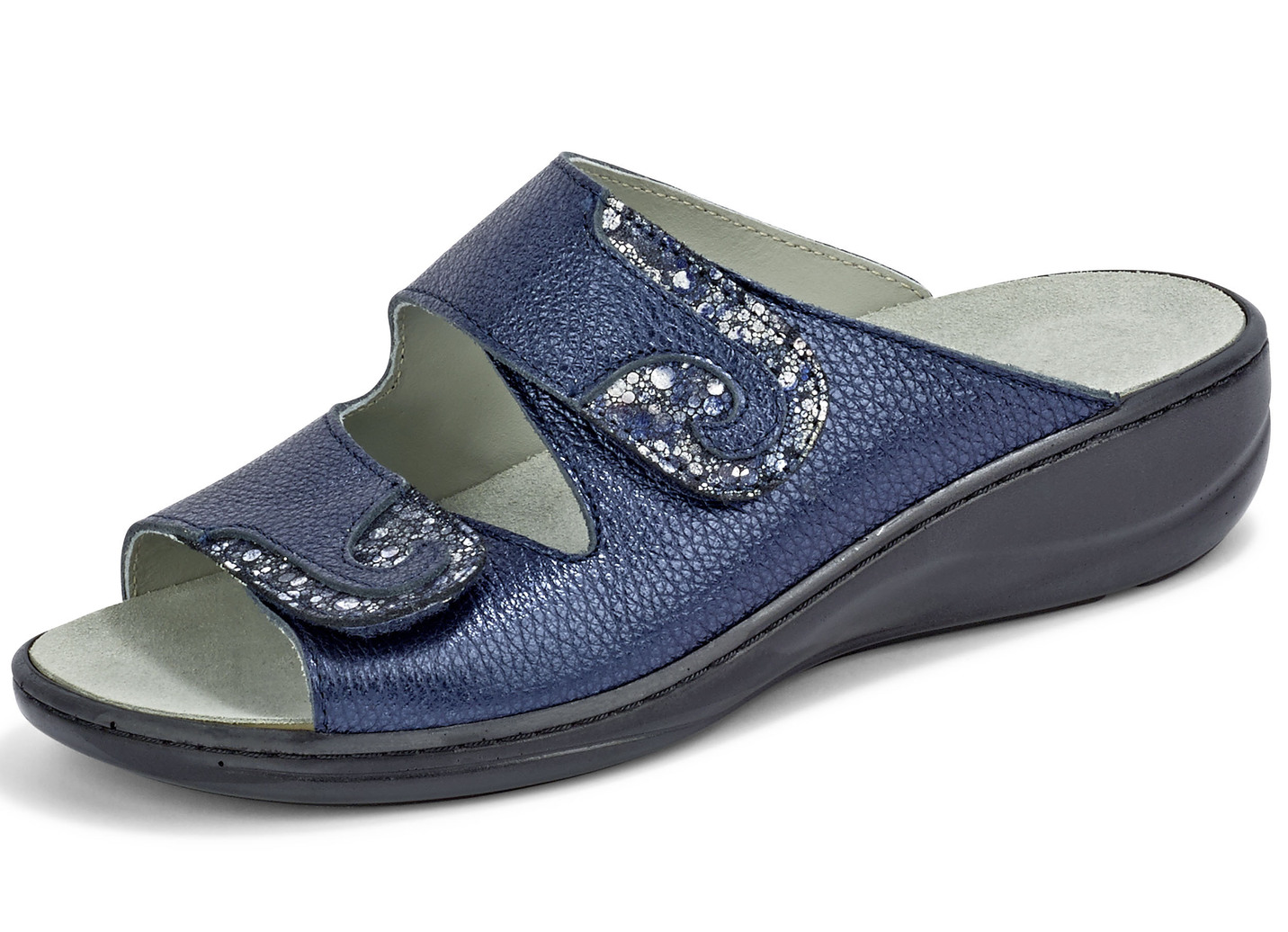 Mubb, bequeme Damen-Pantoletten, Weite H, mit herausnehmbarem Fußbett, Stahlblau, Größe 40 Mubb, bequeme Damen-Pantoletten, Weite H, mit herausnehmbarem Fußbett, Stahlblau, Größe 40 von MUBB