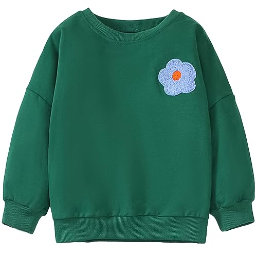 Mädchen Sweatshirt Blume Muster Langarm Baumwolle Pullover Kinder Warme Oberteilung 98 von MUJOQE