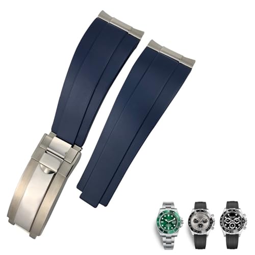 MURVE Metall-Uhrenarmband aus Gummi, gebogenes Ende, 20 mm, Sportarmband für Rolex Daytona GMT Watch, Yacht Master, Submariner, modischer grüner Gürtel, 21 mm, Achat von MURVE