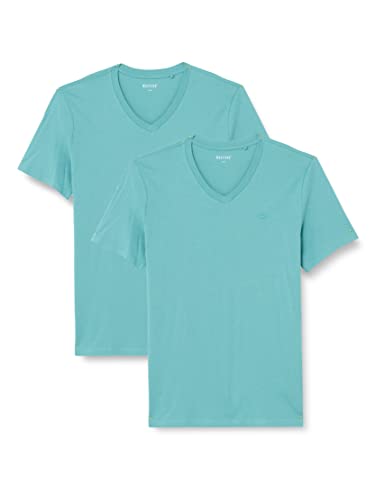 MUSTANG Herren 2-Pack V-Neck 1006170 T-Shirt, Mineral Blue 6236, XXL (2er Pack) von MUSTANG