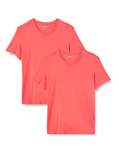 MUSTANG Herren 2-Pack V-Neck 1006170 T-Shirt, Rose of Sharon 7246, L (2er Pack) von MUSTANG