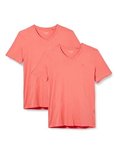 MUSTANG Herren 2-Pack V-Neck 1006170 T-Shirt, Tea Rose 8142, 4XL Größen (2er Pack) von MUSTANG