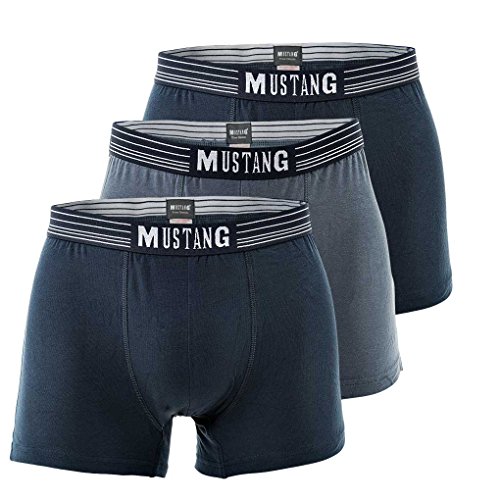 MUSTANG Men's Retro Shorts 3 Pack, Boxer Shorts, Pants, True Denim, S-XL: Colour: Navy/Blue/Navy | Size: Medium von MUSTANG