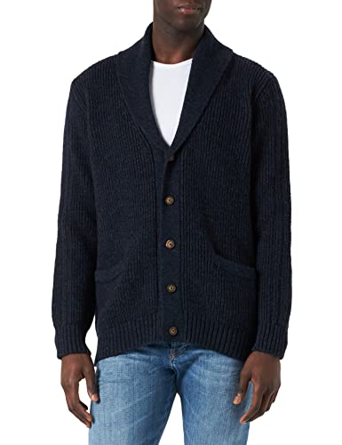 MUSTANG Herren Edgar Cardigan Strickjacke, Navy_Blazer Melange 5422, L von MUSTANG