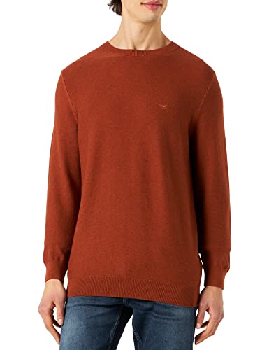 MUSTANG Herren Emil C Basic Pullover Casual, 7102_bombay_brown Melange 7258, L von MUSTANG