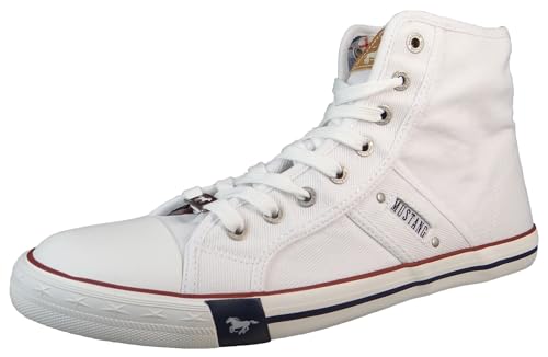 Mustang Herren Canvas High Top Sneaker Weiß, Schuhgröße:EUR 47 von Mustang