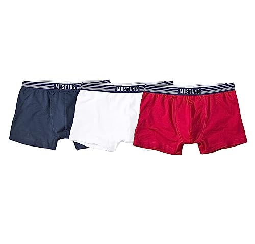 MUSTANG Men's Retro Shorts 3 Pack, Boxer Shorts, Pants, True Denim, S-XL: Colour: Navy/Weiß/Rot | Size: Large von Mustang