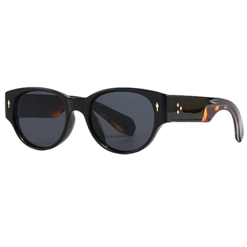 Braune schwarze runde Sonnenbrille für Männer, Sommerstil, weibliche Katzenaugen-Sonnenbrille für Frauen, Uv400, Unisex-Zubehör, schwarzer Leopardenrahmen, Einheitsgröße von MUTYNE