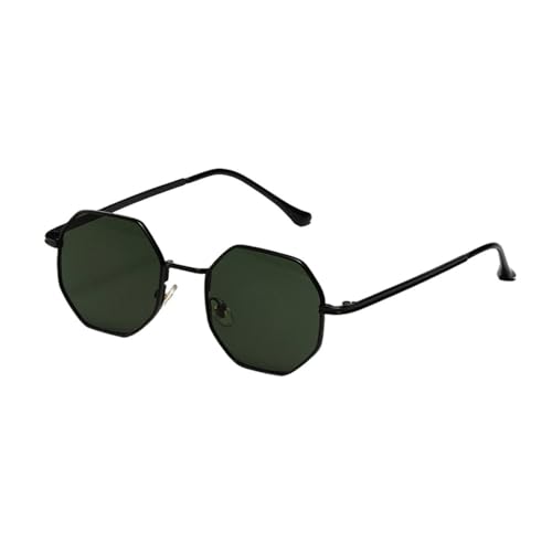 Frauen Vintage Sonnenbrille Männer Metall Gold Grün Braun Männliche Achteckige Sonnenbrille Für Damen Polygon Uv400,schwarz mit grün,Einheitsgröße von MUTYNE