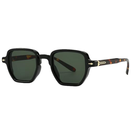 Graubraune kleine quadratische Sonnenbrille UV400 weiblicher Sommerstil Retro-Sonnenbrille für Männer und Frauen, Schwarz Leopard Grün, Einheitsgröße von MUTYNE