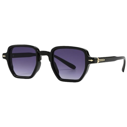 Graubraune kleine quadratische Sonnenbrille UV400 weiblicher Sommerstil Retro-Sonnenbrille für Männer und Frauen, Schwarz mit Grau, Einheitsgröße von MUTYNE