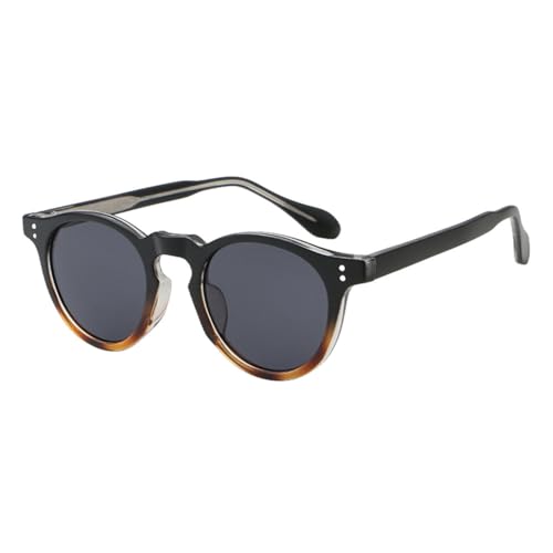 MUTYNE Acetat Sonnenbrille Retro Damen Blau Grün Runde Sonnenbrille für Herren Uv400 Sommerstil Herren, schwarzer Leopardenrahmen, Einheitsgröße von MUTYNE