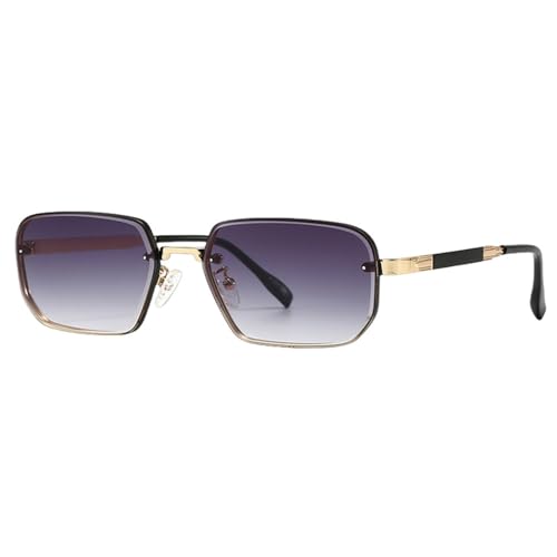 MUTYNE Damen-Sonnenbrille mit quadratischem Rahmen, Retro-Stil, UV400, männlich, Metall-Sonnenbrille für Herren, Blau, Braun, Gold mit Grau, Einheitsgröße von MUTYNE