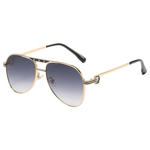 MUTYNE Doppelsteg-Sonnenbrille für Herren, Metallrahmen, Damen-Sonnenbrille, UV400, Braun, Grün, Gold mit Grau, Einheitsgröße von MUTYNE