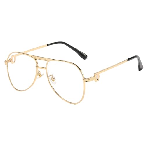 MUTYNE Doppelsteg-Sonnenbrille für Herren, Metallrahmen, Damen-Sonnenbrille, UV400, Braun, Grün, Gold mit Klar, Einheitsgröße von MUTYNE