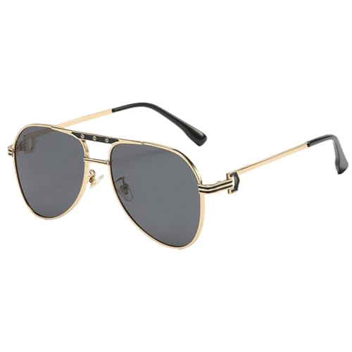 MUTYNE Doppelsteg-Sonnenbrille für Herren, Metallrahmen, Damen-Sonnenbrille, UV400, Braun, Grün, Gold mit Schwarz, Einheitsgröße von MUTYNE