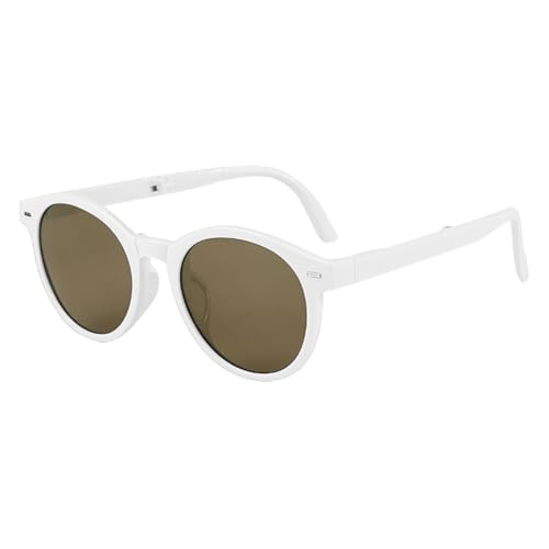 MUTYNE Faltbare Sonnenbrille Retro Damen Runde Sonnenbrille Herren UV400 Grau Braun Accessoires Herren, Weiß mit Braun, Einheitsgröße von MUTYNE