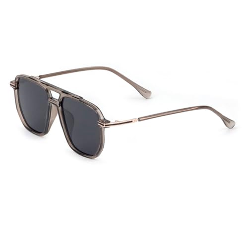 MUTYNE Flache Oberseite, doppelte Brücken, quadratischer Metallrahmen, Herren-Sonnenbrille, modische Vintage-Sonnenbrille für Damen, Uv400, zum Fahren, Angeln, C03, transparent, Einheitsgröße von MUTYNE