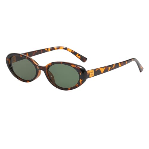 MUTYNE Kleine ovale Sonnenbrille, Vintage, ovale Sonnenbrille, Herren, kleine ovale Sonnenbrille, Retro-Mode, Damen-Sonnenbrille, Leopardengrün, Einheitsgröße von MUTYNE