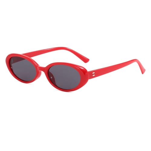 MUTYNE Kleine ovale Sonnenbrille, Vintage, ovale Sonnenbrille, Herren, kleine ovale Sonnenbrille, Retro-Mode, Damen-Sonnenbrille, Rot/Grau, Einheitsgröße von MUTYNE