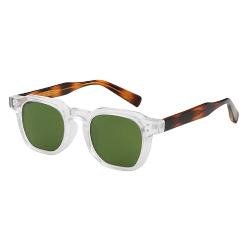 MUTYNE Leopardengrüne Retro-Sonnenbrille für Damen, quadratische Unisex-Sonnenbrille für Herren, Polygon Uv400, klares Leopardengrün, Einheitsgröße von MUTYNE