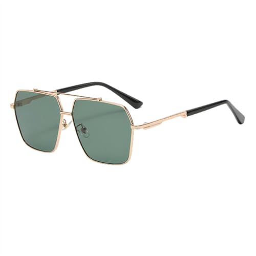 MUTYNE Metall-Sonnenbrille mit großem Rahmen für Herren, Doppelsteg, quadratische Sonnenbrille für Damen, modisch, Unisex, Braun, Grün, Uv400, Gold G15 Grün, Einheitsgröße von MUTYNE