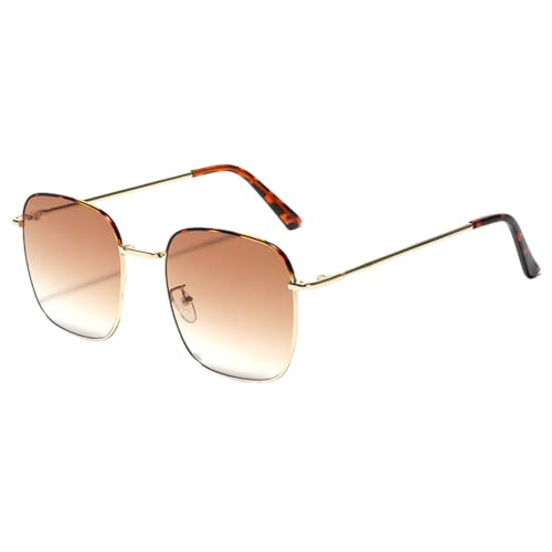 MUTYNE Metall-Sonnenbrille mit quadratischem Rahmen für Herren, dünn, grün, braun, große Vintage-Sonnenbrille für Damen, Retro-Stil, weiblich, Gold mit Braun, Einheitsgröße von MUTYNE