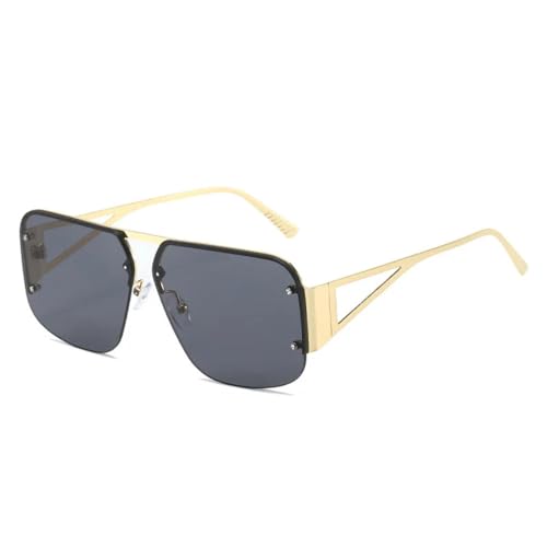 MUTYNE Modische, übergroße, randlose, quadratische Sonnenbrille für Damen, Retro-Halbrahmen-Sonnenbrille für Herren, Brillen, C1, Einheitsgröße von MUTYNE