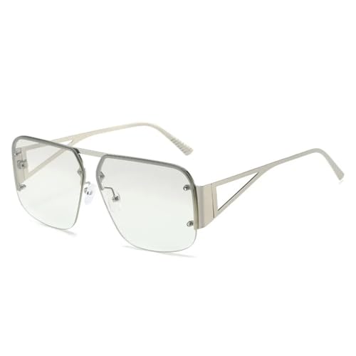 MUTYNE Modische, übergroße, randlose, quadratische Sonnenbrille für Damen, Retro-Halbrahmen-Sonnenbrille für Herren, Brillen, C5, Einheitsgröße von MUTYNE