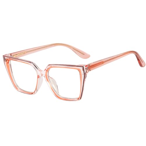 MUTYNE Modische Brillenfassung für Damen, quadratisch, klare Gläser, Katzenaugen-Brille, Leopardenmuster, Grün, orange-brauner Rahmen, Einheitsgröße von MUTYNE