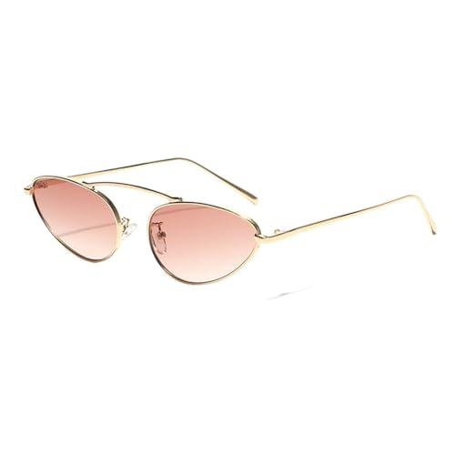 MUTYNE Modische Cat-Eye-Sonnenbrille für Damen, Metallrahmen, Vintage-Sonnenbrille für Herren, trendiger europäischer Stil, Grün, Schwarz, Braun, Gold mit Braun von MUTYNE