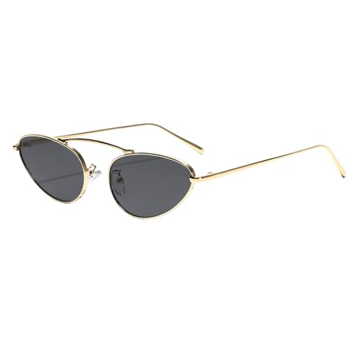 MUTYNE Modische Cat-Eye-Sonnenbrille für Damen, Metallrahmen, Vintage-Sonnenbrille für Herren, trendiger europäischer Stil, Grün, Schwarz, Braun, Gold mit Schwarz von MUTYNE