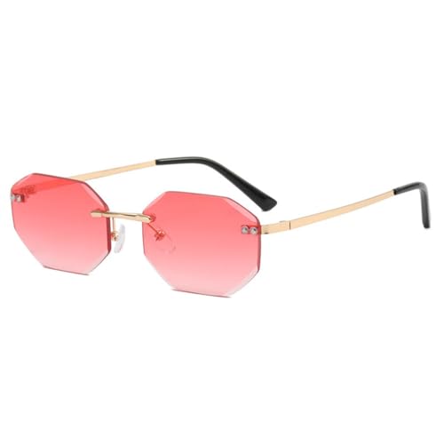 MUTYNE Modische Damen-Sonnenbrille, unregelmäßiger Trend, randlose Sonnenbrille, Polygon-Sonnenbrille mit kleinem Rahmen, C05, Einheitsgröße von MUTYNE