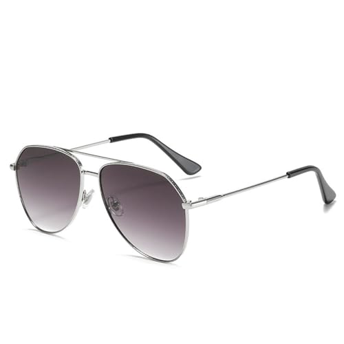 MUTYNE Modische Luxus-Sonnenbrille für Damen, für Damen und Herren, mit Farbverlauf, verspiegelte Sonnenbrille mit Metallrahmen, UV400, C3, Silbergrau, Einheitsgröße von MUTYNE