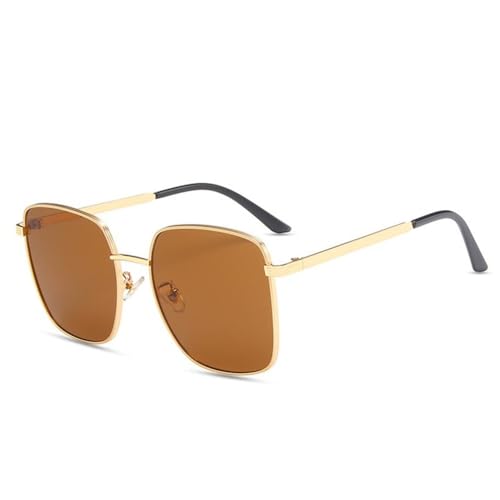 MUTYNE Modische Sonnenbrille aus Metalllegierung für Damen, transparente blaue Brille, trendige Straßenfotografie, mattierte grüne quadratische Brille, C2 Gold Tea, Einheitsgröße von MUTYNE