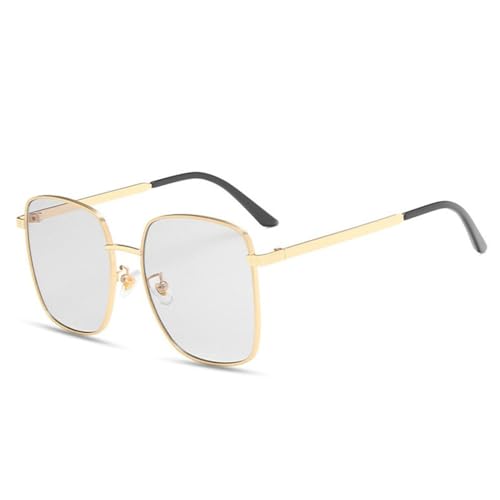 MUTYNE Modische Sonnenbrille aus Metalllegierung für Damen, transparente blaue Brille, trendige Straßenfotografie, mattierte grüne quadratische Brille, C5 Gold Hellgrau, Einheitsgröße von MUTYNE