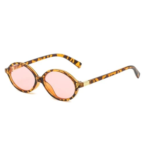 MUTYNE Modische kleine ovale Sonnenbrille für Damen, UV400, Vintage, klare Ozeanlinse, Punk-Trend-Sonnenbrille für Herren, Leopardenrosa, Einheitsgröße von MUTYNE