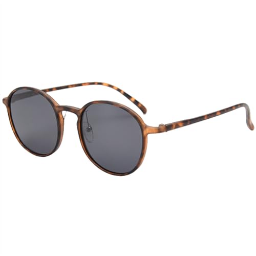 MUTYNE Polarisierte Sonnenbrille im Retro-Stil mit dünnem Rahmen für Herren, runde Sonnenbrille im UV400-Schutz für Damen, leichtes Gewicht, Orange Leopard, Leopard mit Grau, Einheitsgröße von MUTYNE