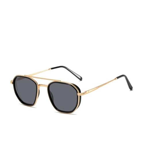 MUTYNE Polygon-Sonnenbrille für Damen, modische Metall-Sonnenbrille für den Frühling, Steampunk-Sonnenbrille für Damen, UV400, C2 Gold, Einheitsgröße von MUTYNE