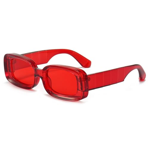 MUTYNE Quadratische Sonnenbrille für Damen und Herren, modisch, rechteckig, gelb, für den Sommer, Outdoor, Strand, UV400, rot von MUTYNE