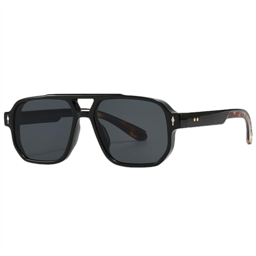 MUTYNE Quadratische Sonnenbrille im Retro-Stil, UV400, Sonnenbrille für Damen und Herren, Braun/Schwarz, schwarzer Leopardenrahmen, Einheitsgröße von MUTYNE