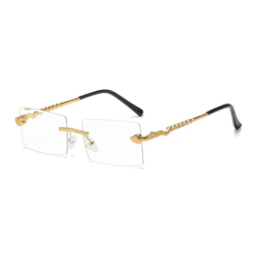 MUTYNE Randlose Sonnenbrille aus Serpentine-Metall für Herren, klein, quadratisch, trendige Sonnenbrille für Damen, Outdoor-Reisebrille, C02, transparent, Einheitsgröße von MUTYNE