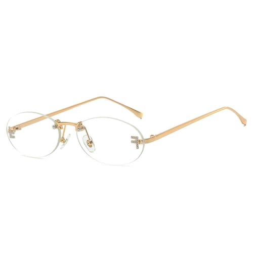 MUTYNE Randlose ovale Sonnenbrille für Damen, Katzenaugen-Sonnenbrille mit Buchstaben, Punk-Sonnenbrille für Herren, Sonnenbrille für Autofahrer, Brille für Damen, UV400, Gold, Einheitsgröße von MUTYNE