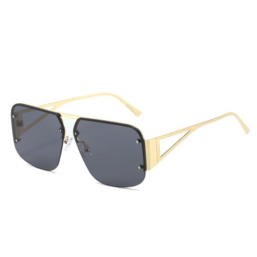 MUTYNE Randlose quadratische Sonnenbrille für Herren und Damen, modisch, Vintage, rahmenlose Sonnenbrille für Herren, halbrandlose Brillen, UV400, C1 Goldgrau, Einheitsgröße von MUTYNE