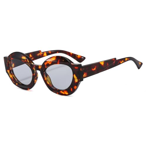 MUTYNE Runde Retro-Sonnenbrille für Damen und Herren, modische Vintage-Sonnenbrille, weiblich, männlich, trendige Farbtöne, UV400-Brille, Leopardensilber, Einheitsgröße von MUTYNE