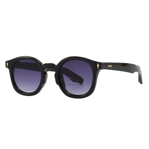 MUTYNE Schwarz-braune Retro-Sonnenbrille für Herren, runde Sonnenbrille für Damen, Sommerstil, schwarzer Leopardenrahmen, Einheitsgröße von MUTYNE